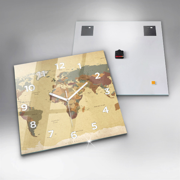 Orologio quadrato Mappa del mondo d'epoca