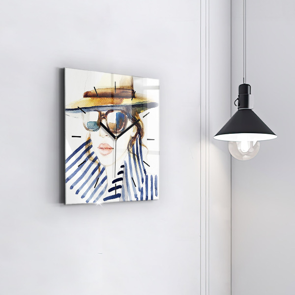 Orologio quadrato Faccia con occhiali e cappello
