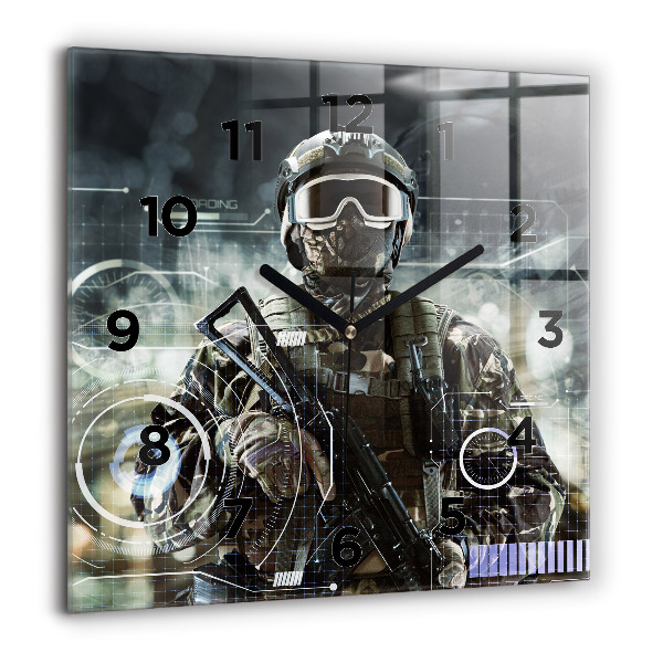 Orologio quadrato in vetro Soldato con una pistola