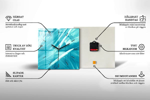 Orologio quadrato in vetro Motivo geometrico