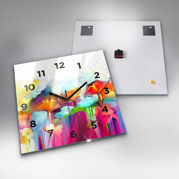 Orologio quadrato in vetro Fiori astratti