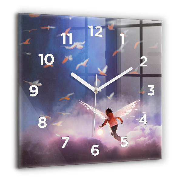 Orologio quadrato in vetro Ragazzo con le ali