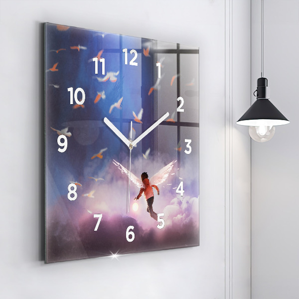 Orologio quadrato in vetro Ragazzo con le ali