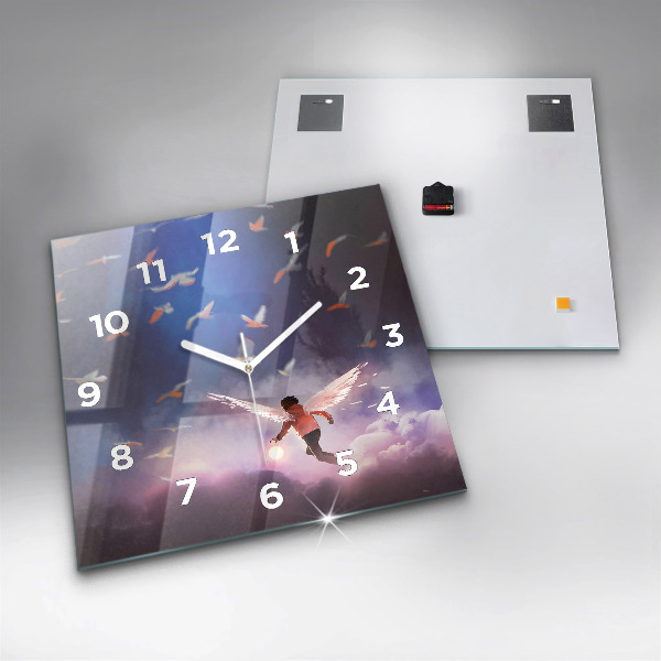 Orologio quadrato in vetro Ragazzo con le ali