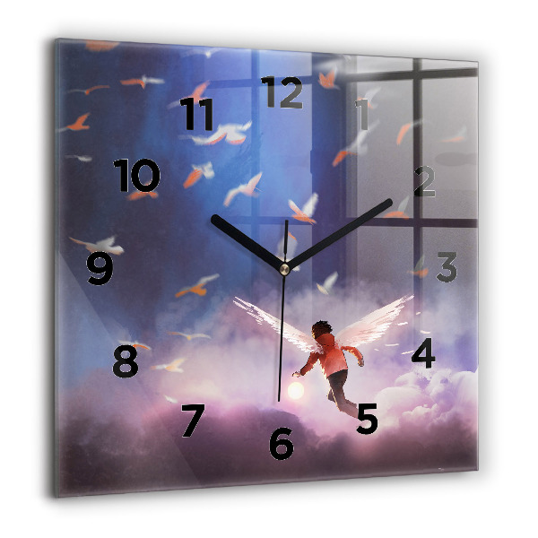 Orologio quadrato in vetro Ragazzo con le ali