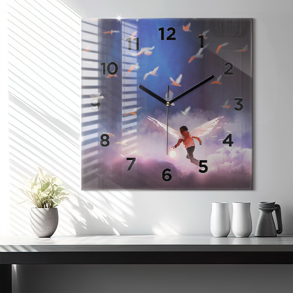 Orologio quadrato in vetro Ragazzo con le ali