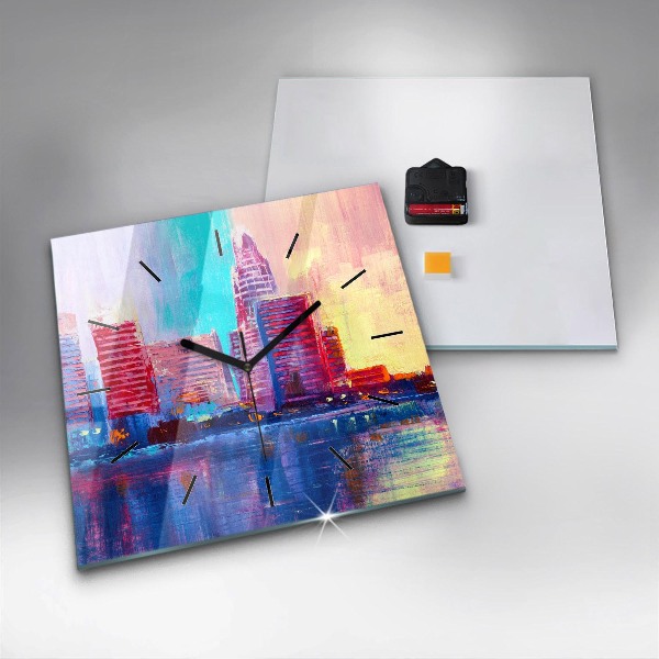 Orologio quadrato in vetro Astrazione del grattacielo