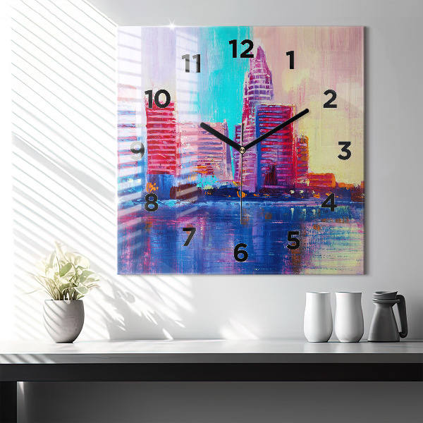 Orologio quadrato in vetro Astrazione del grattacielo