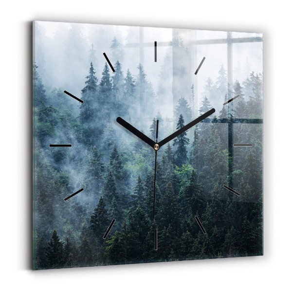 Orologio quadrato in vetro Paesaggio montano nebbioso