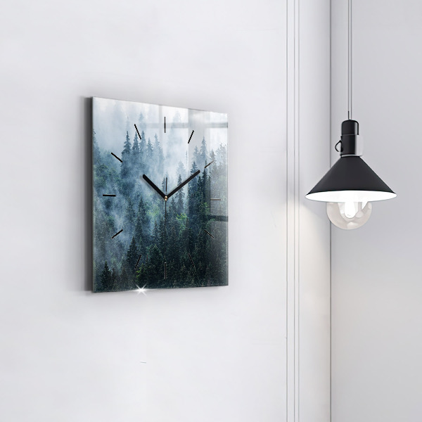 Orologio quadrato in vetro Paesaggio montano nebbioso