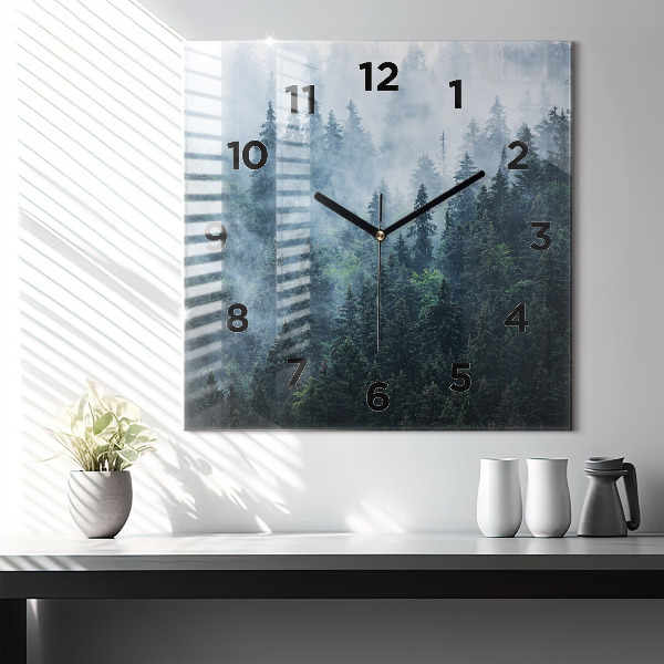 Orologio quadrato in vetro Paesaggio montano nebbioso