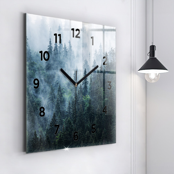 Orologio quadrato in vetro Paesaggio montano nebbioso