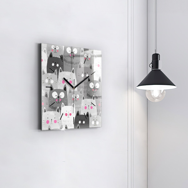 Orologio quadrato in vetro Modello con gatti