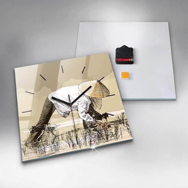 Orologio quadrato Donna che raccoglie il riso