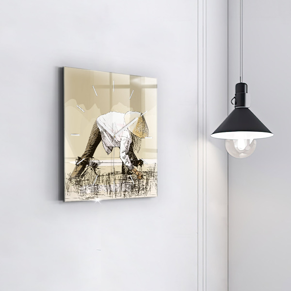 Orologio quadrato Donna che raccoglie il riso