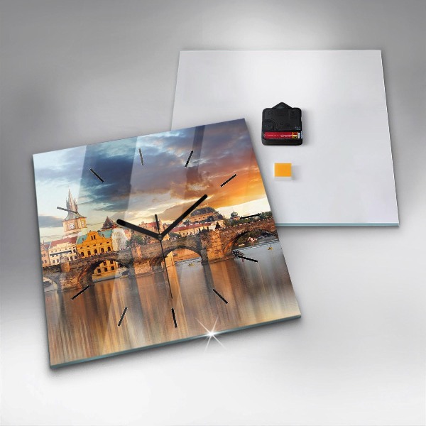 Orologio quadrato in vetro Panorama sul fiume