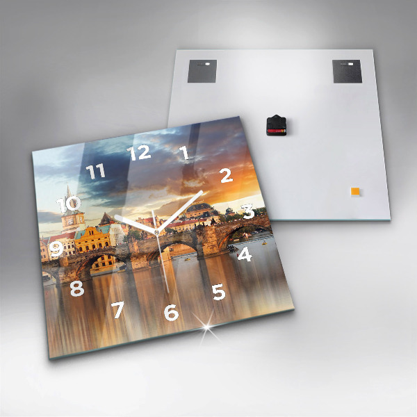 Orologio quadrato in vetro Panorama sul fiume