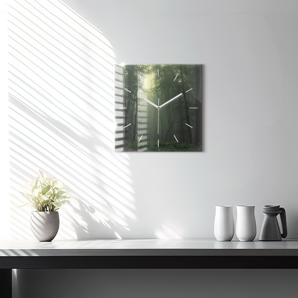 Orologio quadrato Foresta nebbiosa al mattino