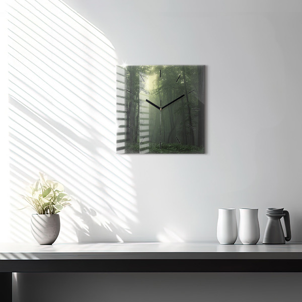 Orologio quadrato Foresta nebbiosa al mattino
