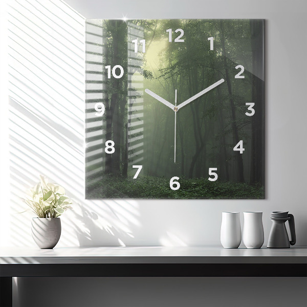 Orologio quadrato Foresta nebbiosa al mattino