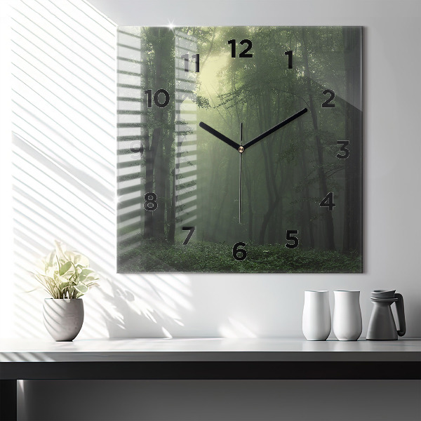 Orologio quadrato Foresta nebbiosa al mattino