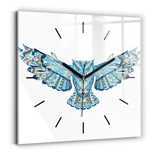 Orologio quadrato in vetro Gufo in volo
