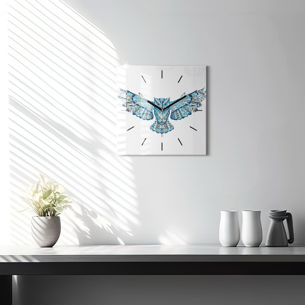 Orologio quadrato in vetro Gufo in volo