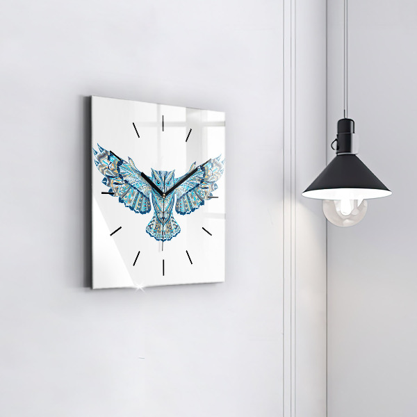 Orologio quadrato in vetro Gufo in volo