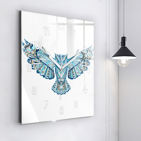 Orologio quadrato in vetro Gufo in volo