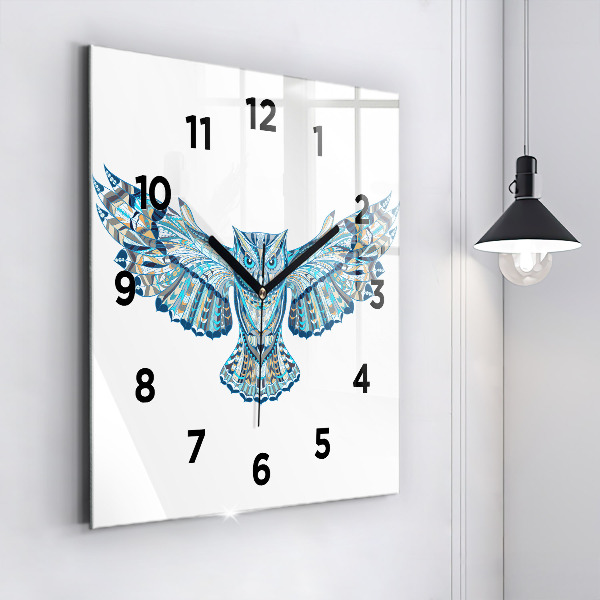 Orologio quadrato in vetro Gufo in volo