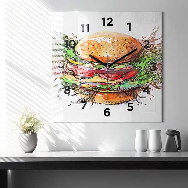 Orologio quadrato Hamburger con formaggio XXL