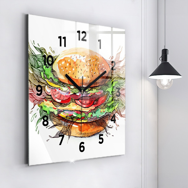 Orologio quadrato Hamburger con formaggio XXL