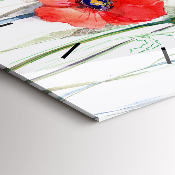 Orologio quadrato Papaveri rossi dipinti