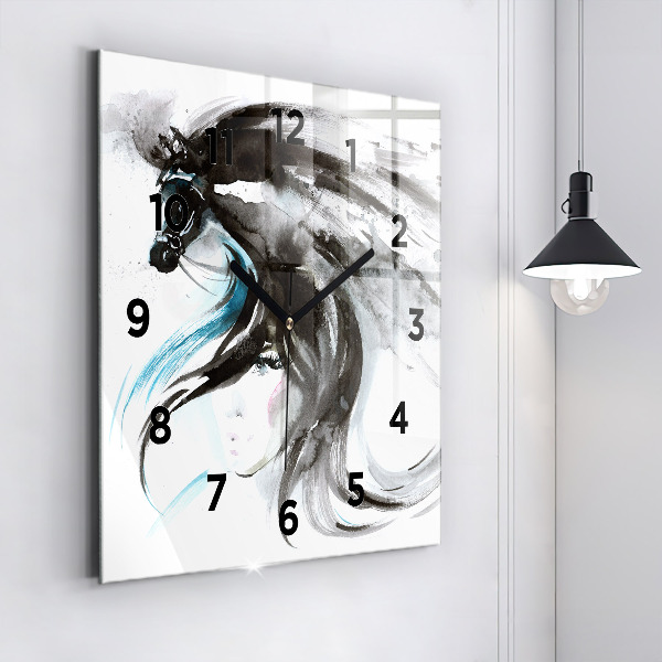 Orologio quadrato Cavallo e donna astratti