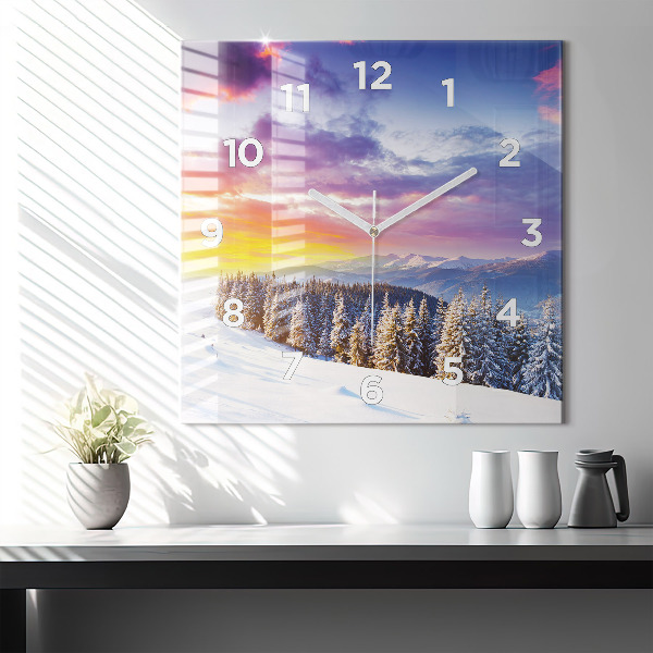 Orologio quadrato Paesaggio montano invernale