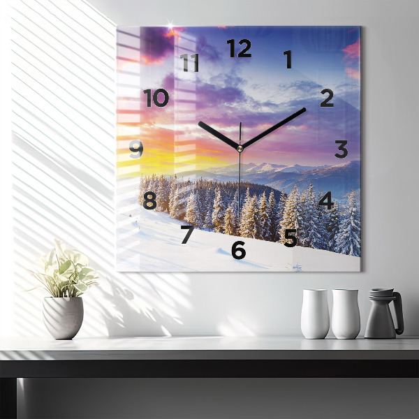 Orologio quadrato Paesaggio montano invernale