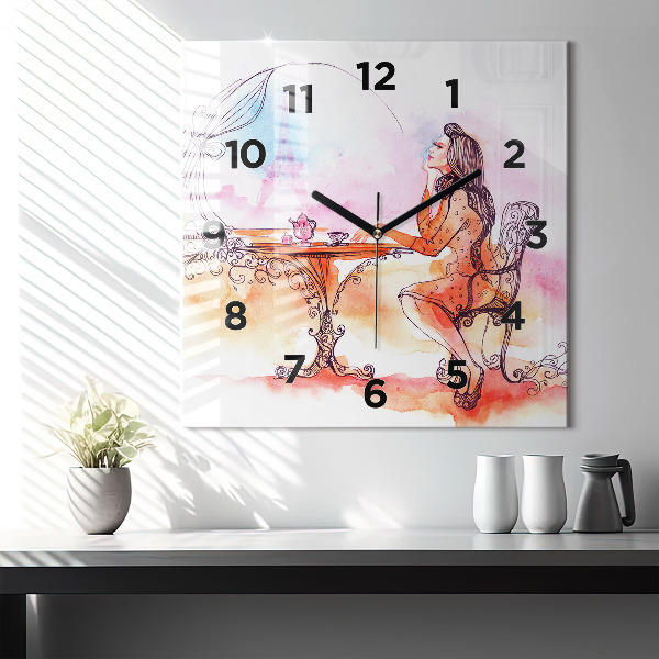 Orologio quadrato Donna che beve il tè