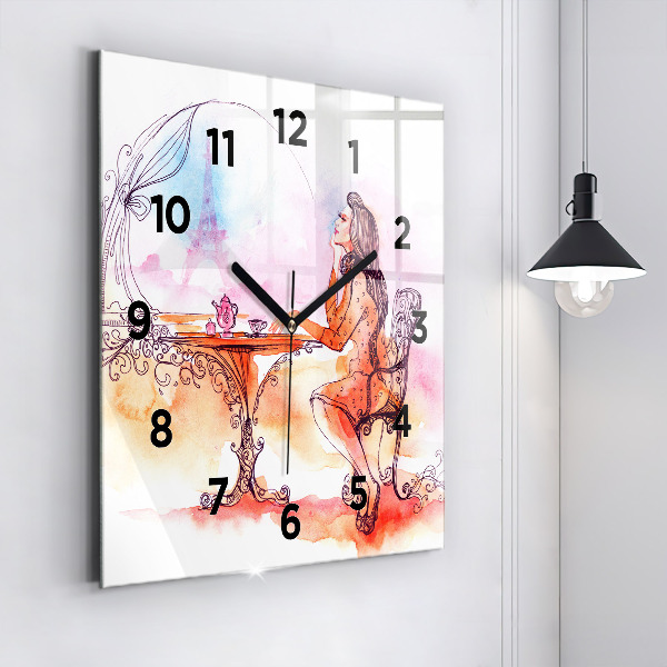 Orologio quadrato Donna che beve il tè
