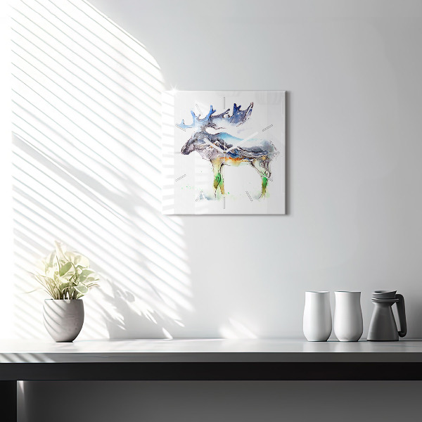 Orologio quadrato Paesaggio di alci e montagne