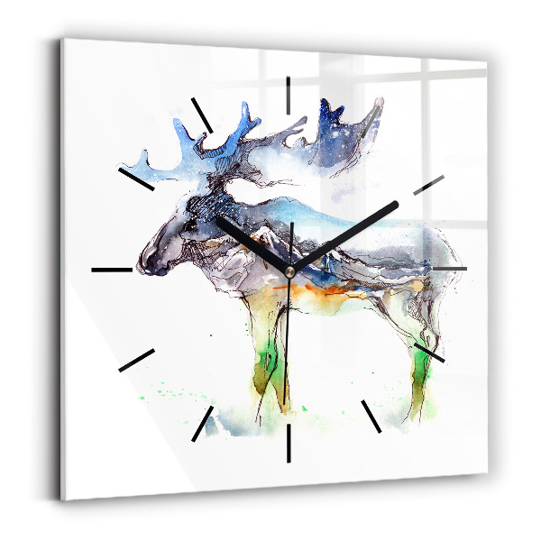 Orologio quadrato Paesaggio di alci e montagne