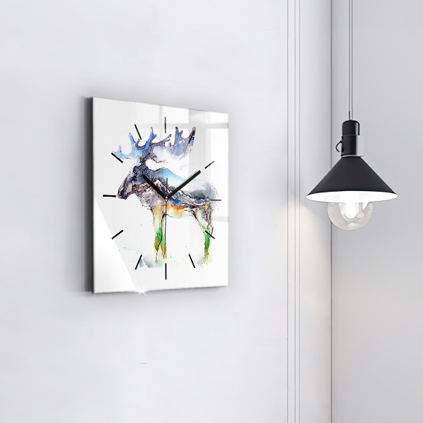 Orologio quadrato Paesaggio di alci e montagne