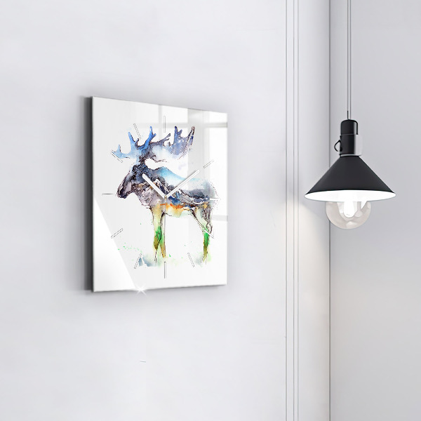 Orologio quadrato Paesaggio di alci e montagne