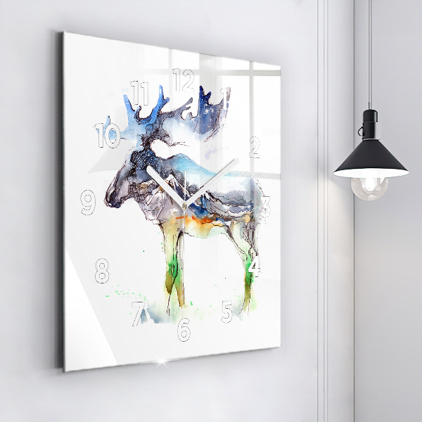Orologio quadrato Paesaggio di alci e montagne