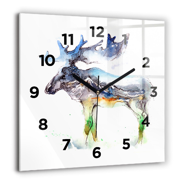 Orologio quadrato Paesaggio di alci e montagne