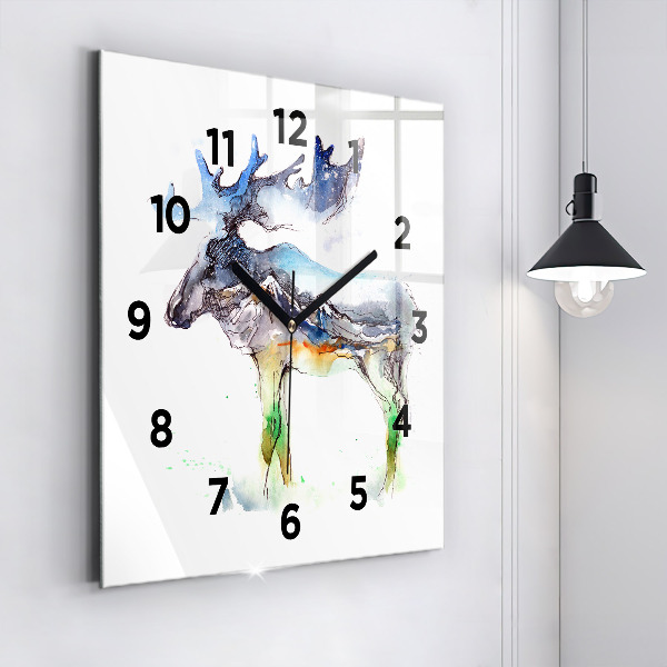 Orologio quadrato Paesaggio di alci e montagne