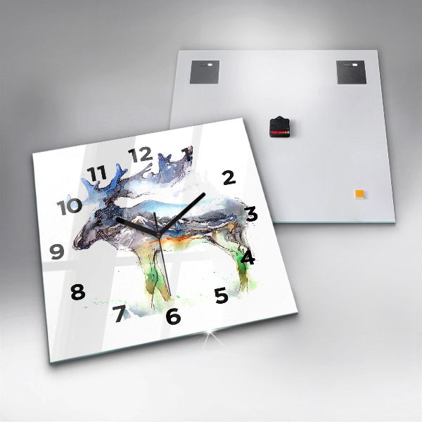 Orologio quadrato Paesaggio di alci e montagne