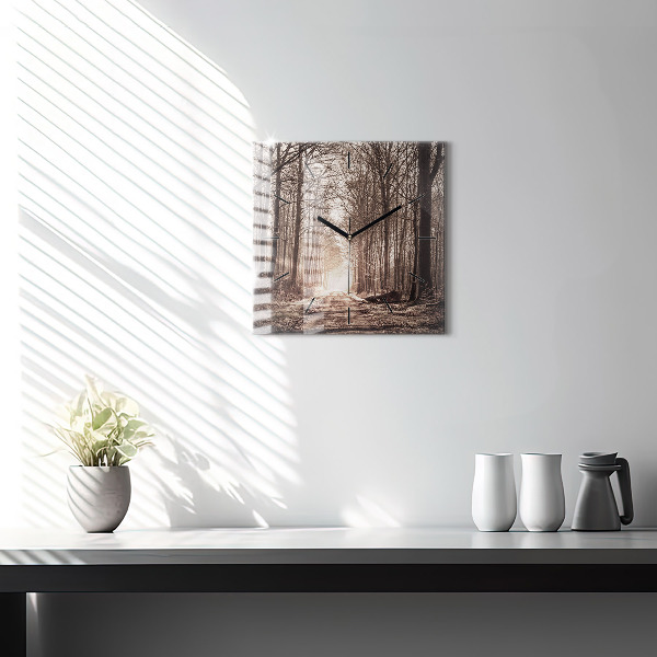 Orologio quadrato Sentiero forestale in seppia