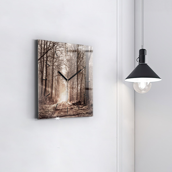 Orologio quadrato Sentiero forestale in seppia