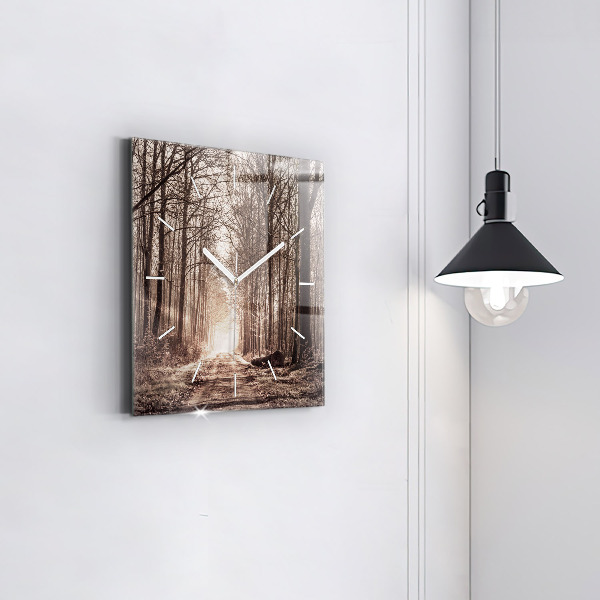 Orologio quadrato Sentiero forestale in seppia