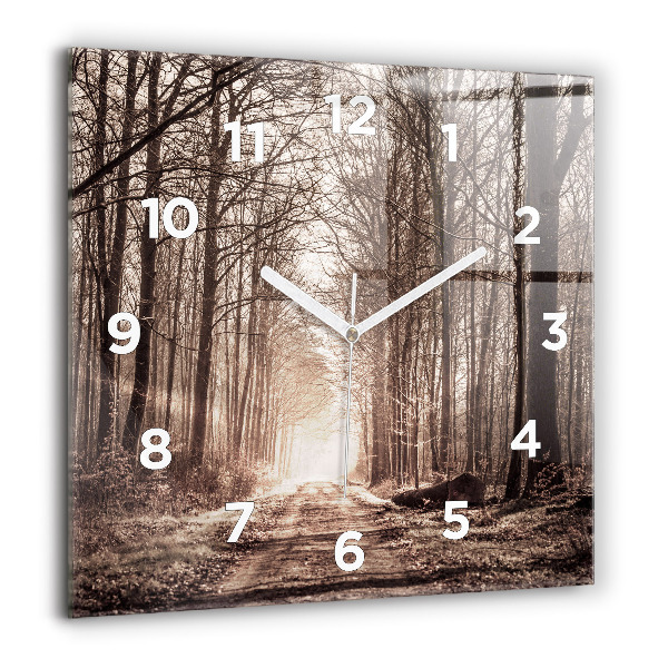 Orologio quadrato Sentiero forestale in seppia
